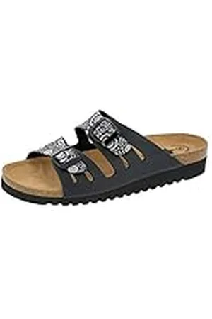LICO BIOLINE LADY Dames Instapschoenen, Zwart/zilver, 36 EU