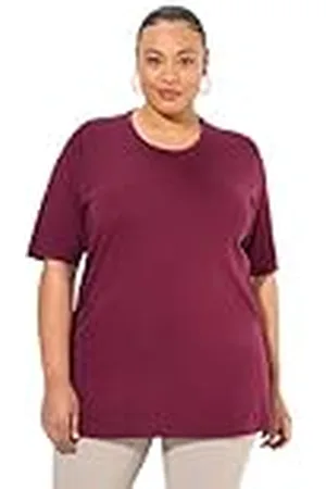 Ulla Popken Dames grote maten grote maten plus size T-shirt, ronde hals, relaxed, halve mouwen, , 66/68 NL