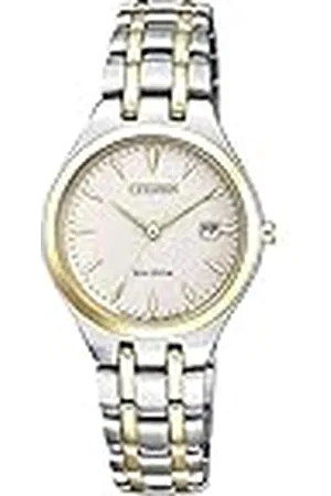 Citizen Analoog dameshorloge op zonne-energie met roestvrij stalen armband EW2484-82B, , armband