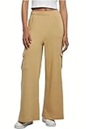 Urban classics Damesbroek met hoge taille, brede pijpen, cargobroek, , 5XL