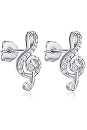 Silvego Oorbellen voor dames van 925 sterling zilver, vioolsleutel met zirkonia oorstekers