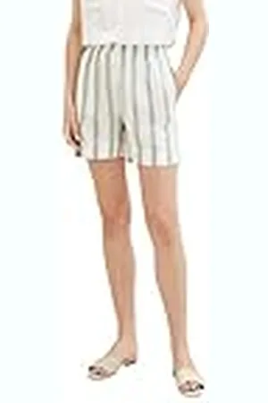 TOM TAILOR Dames 1036640 Bermuda Shorts, 31948-Offwhite Brown Vertical Stripe, 36, , 36