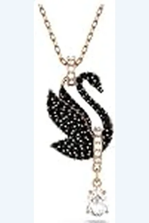 Swarovski Swan Hanger, Swan, Zwart, Roségoudkleurige Toplaag