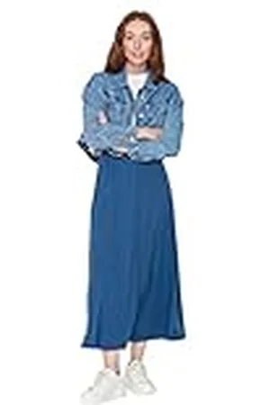 Trendyol Vrouw Design Midi A-lijn A-lijn gebreide bescheiden rokken, , XL