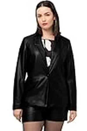 Ulla Popken Dames, grote maten, blazer, imitatieleer, , 42