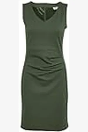 Kaffe Mouwloze pasvorm jurk met V-hals tot boven de knie, slim fit, cocktail, olijfgroen