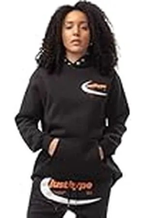Hype Just Womens zwarte ovale cropped hoodie, , 34