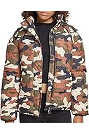 Urban classics Donsjack voor dames, camouflage, winterjas, boyfriend camo pufferjack, , XL