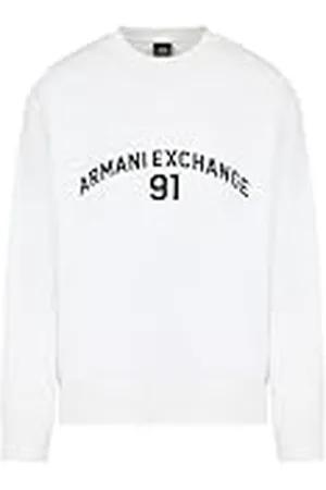 Armani Exchange Heren 91 logo, ronde hals, polsmanchetten, sweatshirt, gebroken wit, XL, , XL