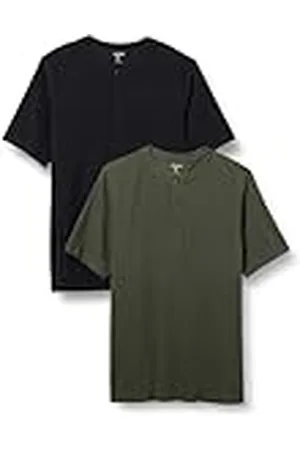 Amazon Heren Regular-Fit Pique Henley met korte mouwen (verkrijgbaar in Big & Tall), pak van 2, , medium