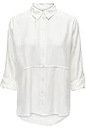 JDY Dames Blouse Kraag Volumineuze Mouwen Manchetten Regular Fit Knoopsluiting, Colour:White, Size:L