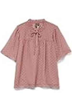 VERO MODA Damesblouse met stippenpatroon, ruches en trekkoord bij de hals, , L