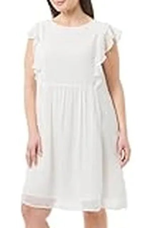 Dreimaster Vintage Dames midi-jurk met ruches 37226659, WOLLWIT, M, , M