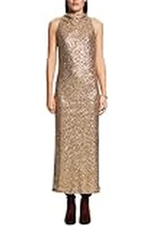 ESPRIT Maxi-jurk met pailletten, goud, XS