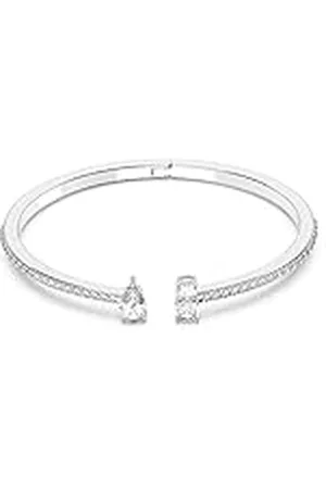 Swarovski Attract Cuff Armband, Verschillende Slijpvormen, Wit, Rodium Toplaag