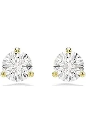 Swarovski Solitaire-oorknopjes, Ronde snit, , Goudkleurige toplaag