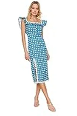 Trendyol Dames Indigo Collar Gedetailleerde Cocktailjurk, 36
