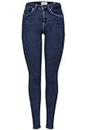 ONLY Onlpower Skinny jeans voor dames, middelhoge taille, skinny fit, blauw (Dark Blue Denim Dark Blue Denim)., L