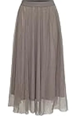 ONLY Dames Lange Rok Elastische Taille en Plooi Ontwerp Chic en Comfortabel, Colour:Brown, Size:XL