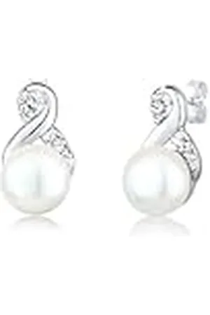 Elli Oorbellen Dames Oorsteker Infinity Elegant met zoetwater gekweekte parel en Kristallen in 925 Sterling