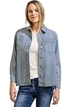 CECIL Dames Style Denim Overshirt Yd Strip Coat, , XXL
