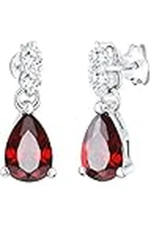 Elli Oorbellen dames oorbellen druppel elegant rood met zirkonia kristallen in 925 sterling , Kristal, Zonder
