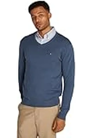Tommy Hilfiger Heren Essential Katoen V-hals MW0MW14745 Pullover Sweater, Blauw, XL, , XL