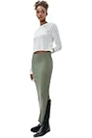 Koton Lange maxi slit detailgeribbelde rok voor dames, , M