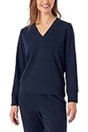 Schiesser Dames sweatshirt slaapshirt warm en knuffelig lounge-mix + relax, donkerblauw, 44, , 44