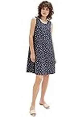 TOM TAILOR Dames 1037425 jurk, 32696-Navy Abstract Leaf Design, 42, , 42