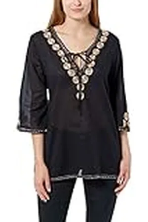 Berydale Dames Tuniekblouse met borduurwerk, Zwart/goud, S