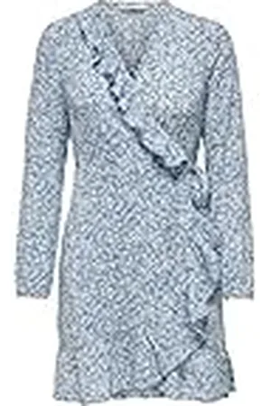 ONLY Geklede Onlcarly L/S korte wikkeljurk voor dames, Noos Wvn, kasjmierblauw, 40