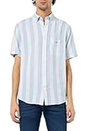 GANT REG COTTON LINEN STRIPE SS SHIRT, , S