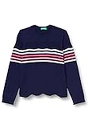 Benetton Tricot G/C M/L 127BH100E trui, blauw gestreept, 902, XX, voor meisjes
