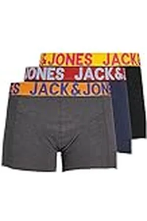 JACK & JONES Mann Set 3 Pack JACCRAZY SOLID Boxershorts Stretch Unterhose Basis Unterwäsche, Colour:Black-Navy-Grey, Size:XL