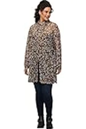 Ulla Popken Damesblouse van mesh met bloemenprint, , 46/48 Grote maten