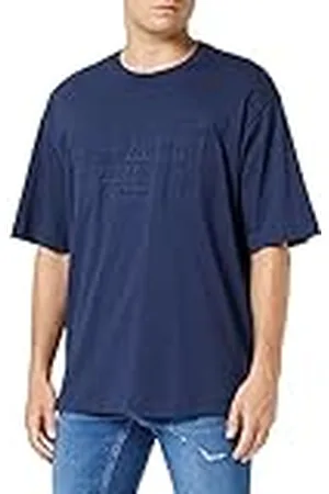 Armani Exchange Heren Sustainable, bedrukt logo, zware jersey, polo sweater met korte mouwen, , S