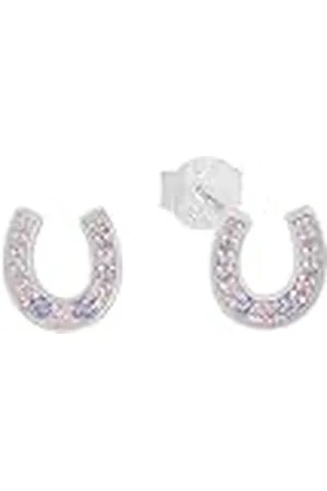 QS by s.Oliver Oorbellen 925 sterling zilveren meisjes kindersieraden, met zirkonia synth., 0,8 cm, zilver, hoefijzer, Wordt geleverd in sieraden geschenkverpakking, 2032588