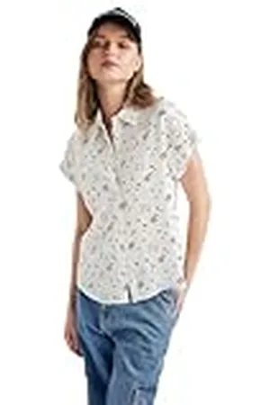 DeFacto Hemdblouse met korte mouwen voor dames, hemd met knopen voor vrijetijdskleding, , XS