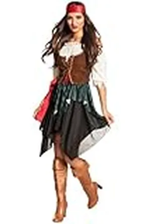 Boland Volwassen Piratenkostuum Storm, Dames, Blouse, Corsage, Rok, Bandana, Kapitein, Redhaed, Sparrow, Boekanier, Muiterij, Carnaval, Halloween, Carnaval