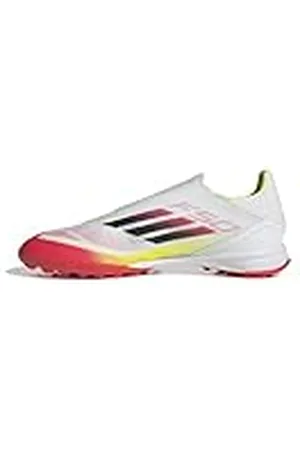 adidas Uniseks-Volwassen F50 LEAGUE Laceless Football boots Turf, Cloud White/Core Black/Solar Yellow, 46 EU