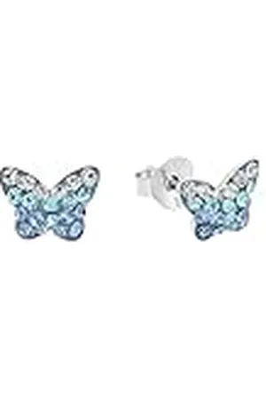 Amor Oorbellen 925 Sterling Zilveren Meisjes Kinderoorbellen, Met Preciosa, 0,6 cm, Zilver, Vlinder, Wordt Geleverd In Sieraden Geschenkdoosje, 9540761
