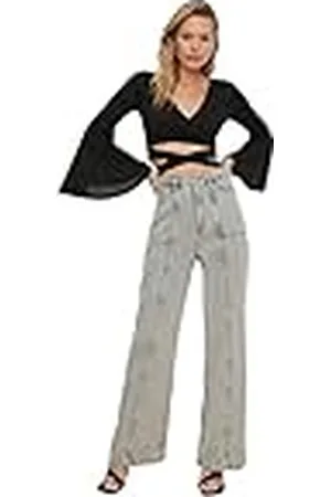Trendyol Gray Stitch Detailed High Waist 90