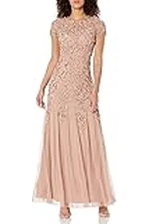 Adrianna Papell Dames Beaded V-hals Blouson Gown jurk, , 42 NL