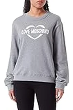 Moschino Dames Regular Fit Ronde hals Long-Sleeved with Heart Holografische print Sweatshirt, , 44