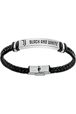 7 for all Mankind SpA Armband Black & White Juventus van gevlochten kunstleer, , kinderen en jongeren, sport & voetbal, Eén maat, Roestvrij staal, nee.