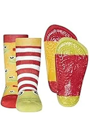 Ewers 2-pack stopper sokken met kikker motief, sokken met antislip zool voor meisjes, antislip sokken met rubberen zool, MADE IN EUROPE, 2 paar antislip kindersokken, maat 27-28