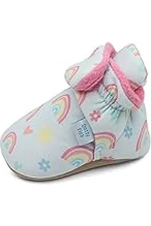 Dotty Fish Katoenen Babyschoentjes met Warme Wollen Voering. Eerste Winterschoenen. Verstelbare Pantoffels. Zachte Antislip Zool. . 12-18 maanden.