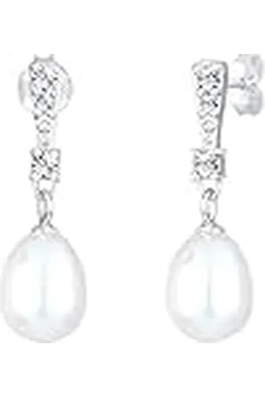Elli Elegante damesoorbellen met kristallen en zoetwaterparels in 925 sterling zilver, Facetgeslepen, kristal