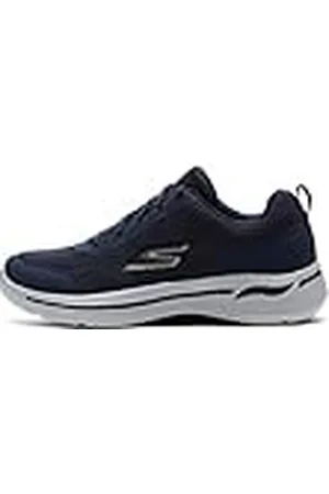 Skechers Go Walk Arch Fit idyllische sneakers voor heren, 49,5 EU Ancho, Navy Textiel Synthetische Gouden Trim, 41 EU